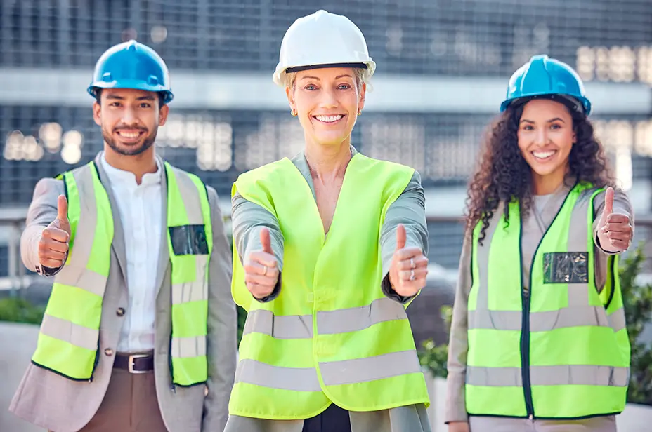 Imagem de 3 profissionais da construção – Foto: Shutterstock