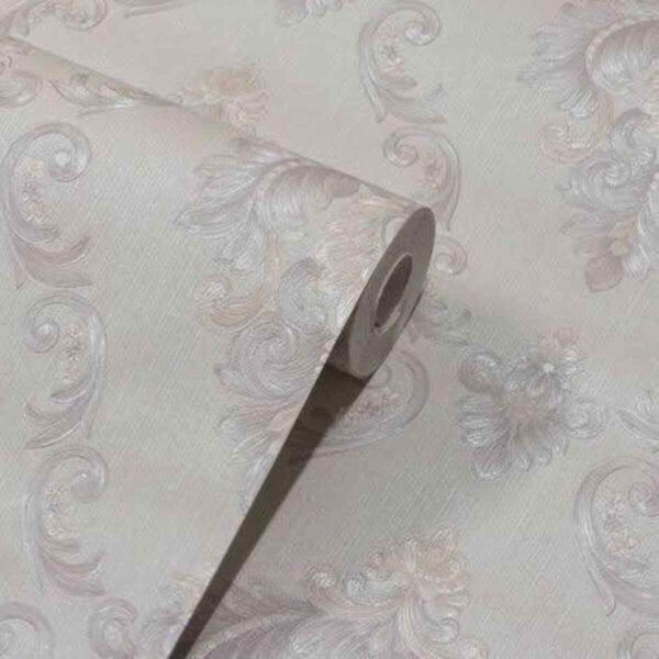 PAPEL DE PAREDE VINÍLICO DAMASK OFF WHITE E DETALHES PDD1803