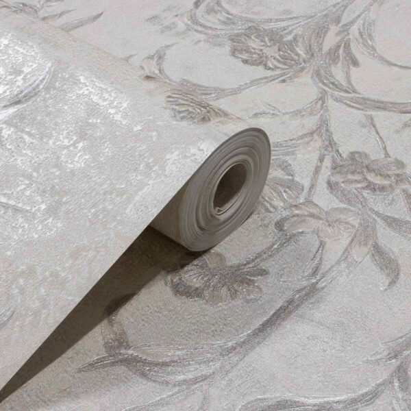 PAPEL DE PAREDE VINÍLICO FLORAL CINZA PDF1243