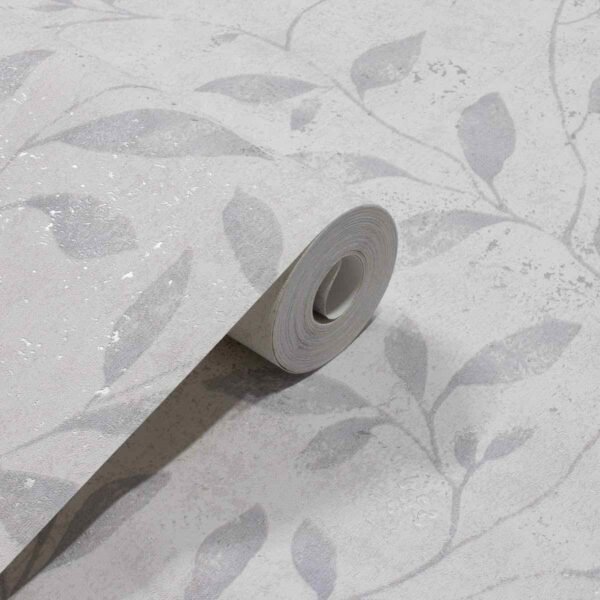 PAPEL DE PAREDE VINÍLICO FLORAL OFF WHITE E CINZA PDF5002