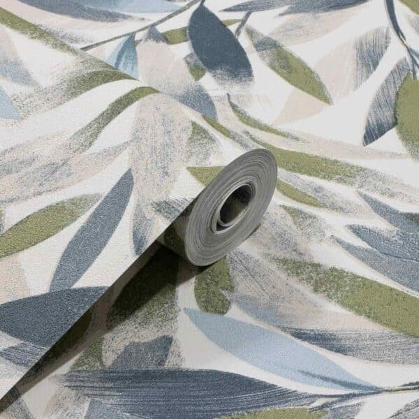 PAPEL DE PAREDE VINÍLICO FLORAL VERDE FOLHAS PDF5152