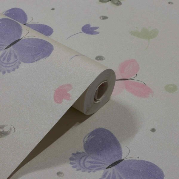 PAPEL DE PAREDE VINÍLICO INFANTIL BORBOLETA LILÁS PDI9618