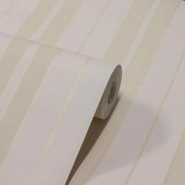 PAPEL DE PAREDE VINILICO LISTRAS MARFIM C/ DOURADO PDS3701