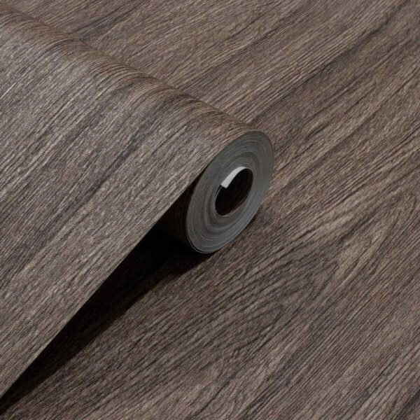 PAPEL DE PAREDE VINÍLICO MADEIRA MARROM ESCURO PDT3307